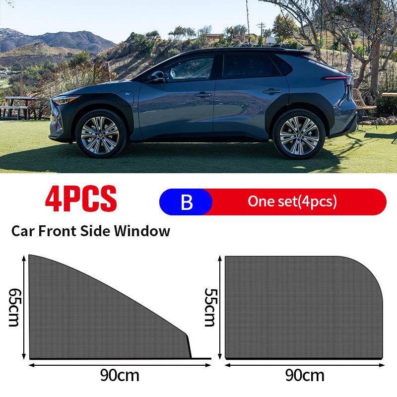 4-Piece Car Side Window Shade UV & Insect Resistant Universal Mosquito Net Breathable Mesh for Privacy Shades Screen Visor Cover
