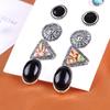 6 Pairs Vintage Bohemian Geometric Rhinestone Turquoise Earrings Set for Women