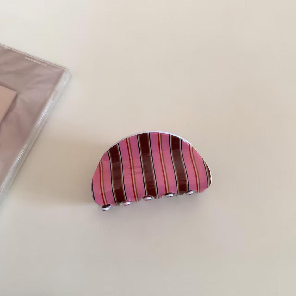 Korean Blue Stripe Acetate Claw Clip, Retro Style Updo Shark Clip for Girls