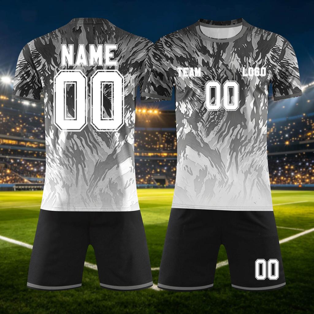 Customizable DIY Two Piece Sports Jersey Set with Short Sleeve Shirt and Shorts for Team or Individual Use