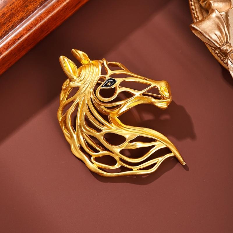 Hohle Tierkreiszeichen Pferd Design Brosche Anstecknadel Legierung Anzug Mantel Zubehör Sicherheit Anstecknadel für Alltagsoutfits