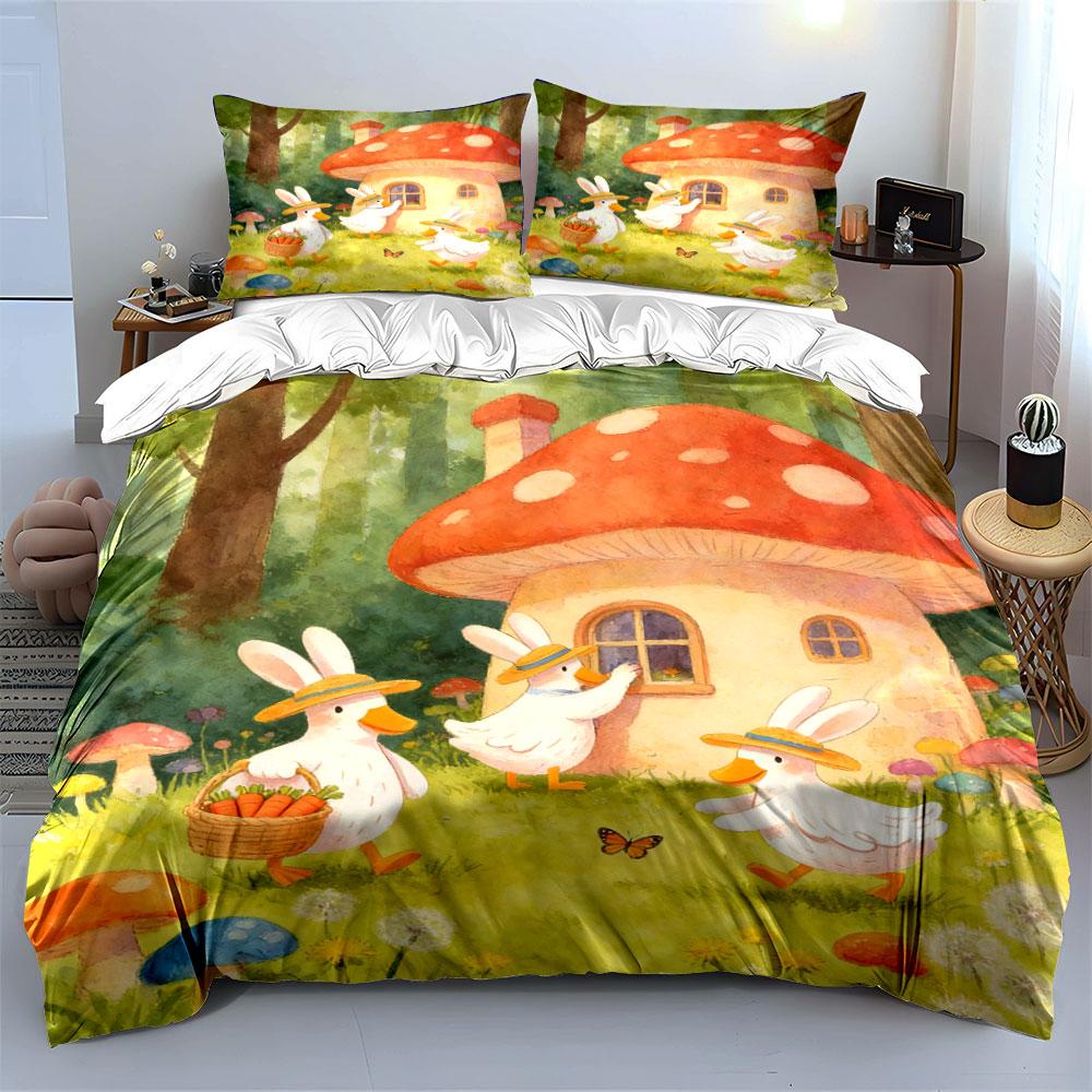 Cartoon Ducks Forest Decor Set Soft Comfortable Duvet Cover Bedding Set Included 1*Duvet Cover & 2*Pillowcases, Gift