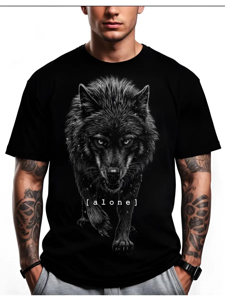 T-shirt with glowing Wolf print 4XL
