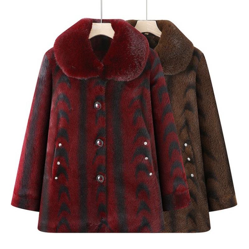 New winter velvet cotton-padded coat wife winter imitation fur coat old woolen coat
