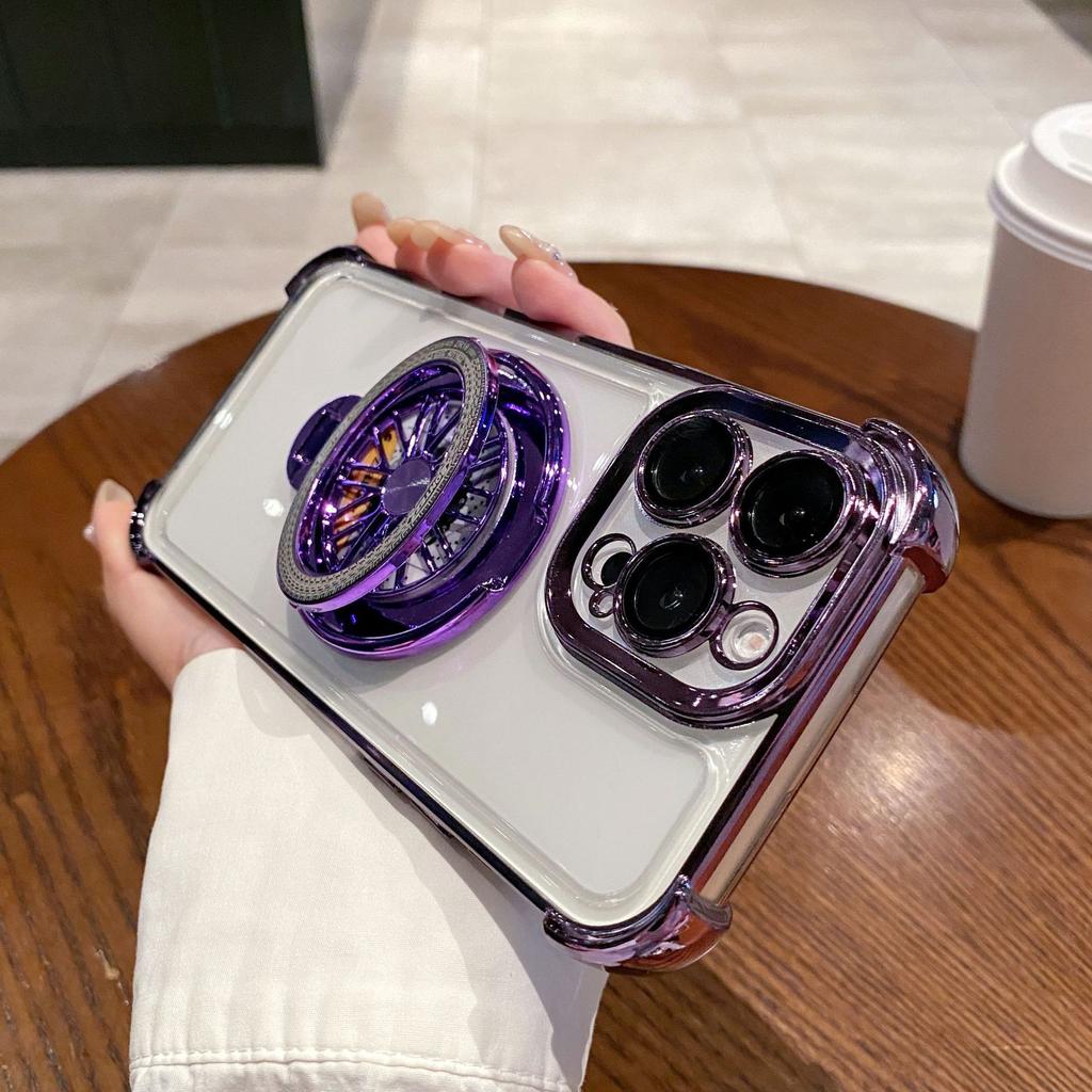 Applicable To IPhone 16 Mobile Phone Case Gyro Magnetic Suction Bracket Apple 15pro Four Corner Anti-fall 14 Airbag Protection Case