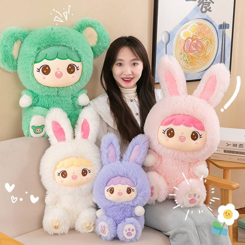 Children Rabbit Doll Comfort Pillow Bunny Plush Toy Girl Gift Decoration Home