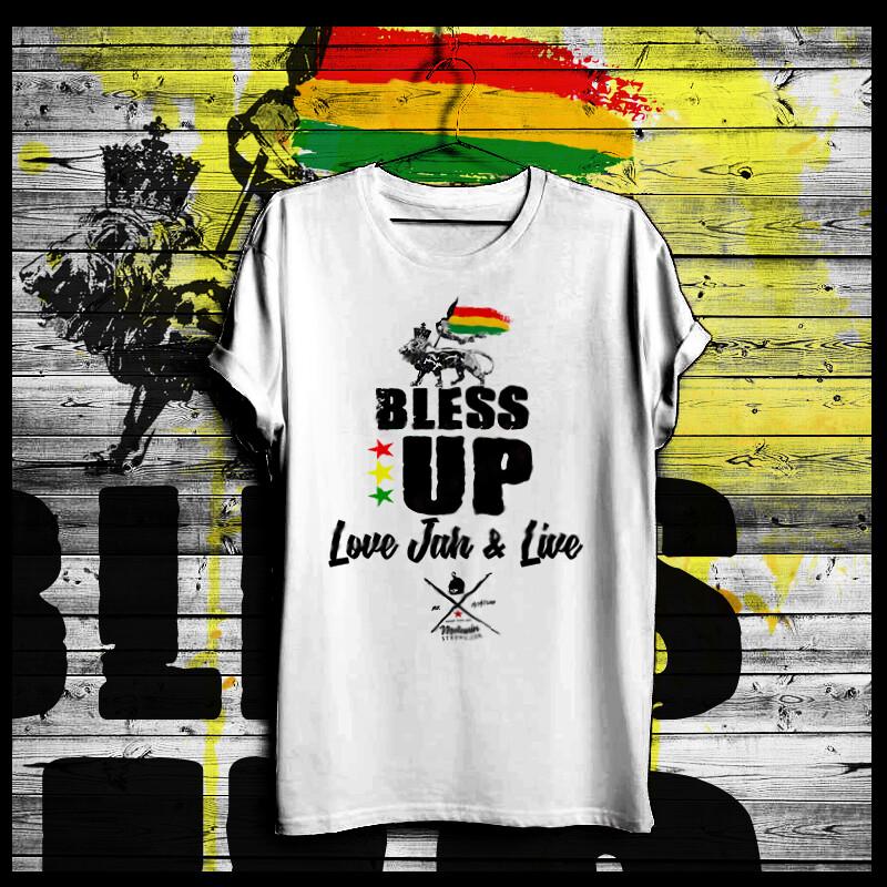 

Reggae t-shirt Roots Rock Rasta Flag Jah Rastafari Haile Selassie I Bless up tee XL