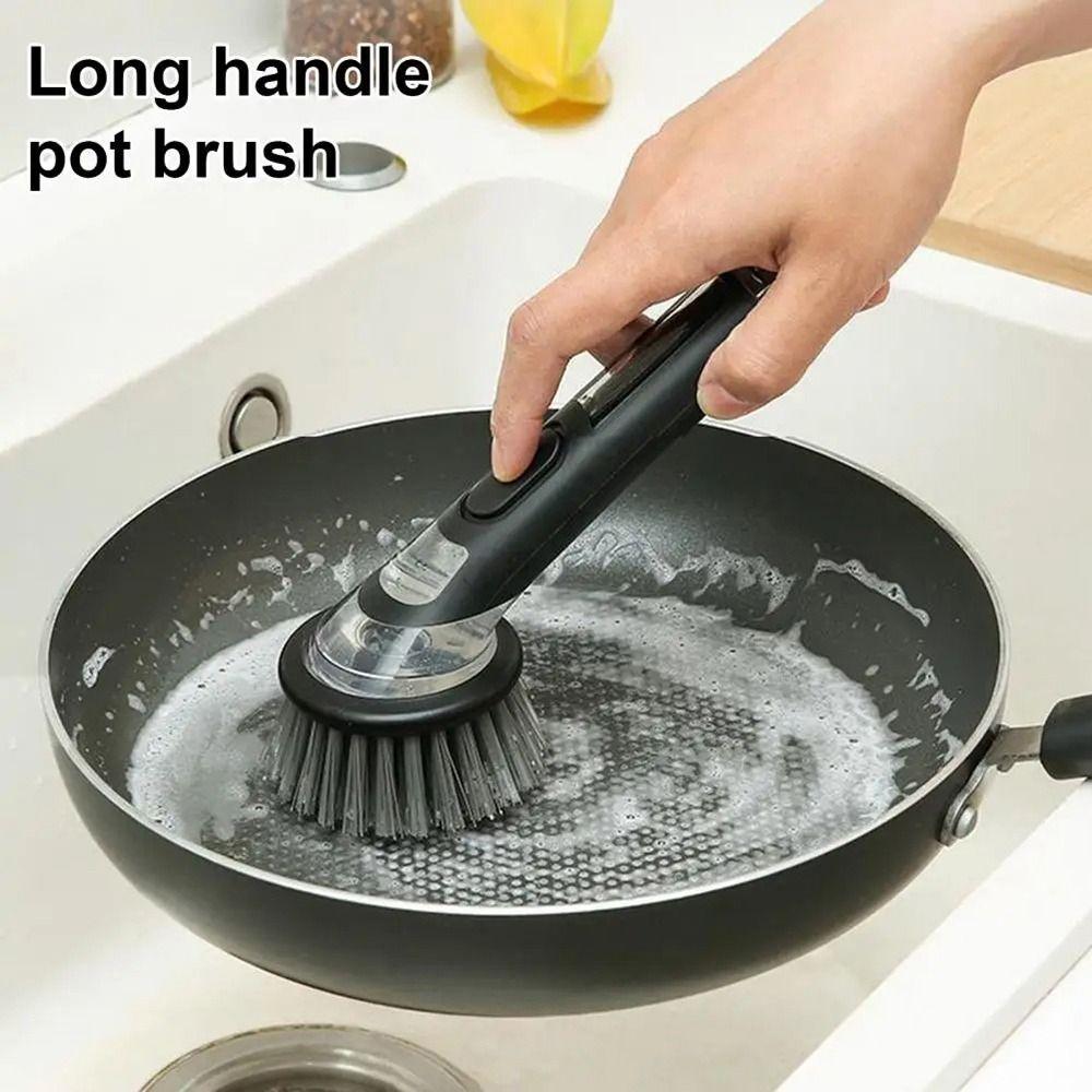 1Pcs Soap Dispenser Pot Brush with Handle Kitchen Scrub Brush  for Home Pots Sink