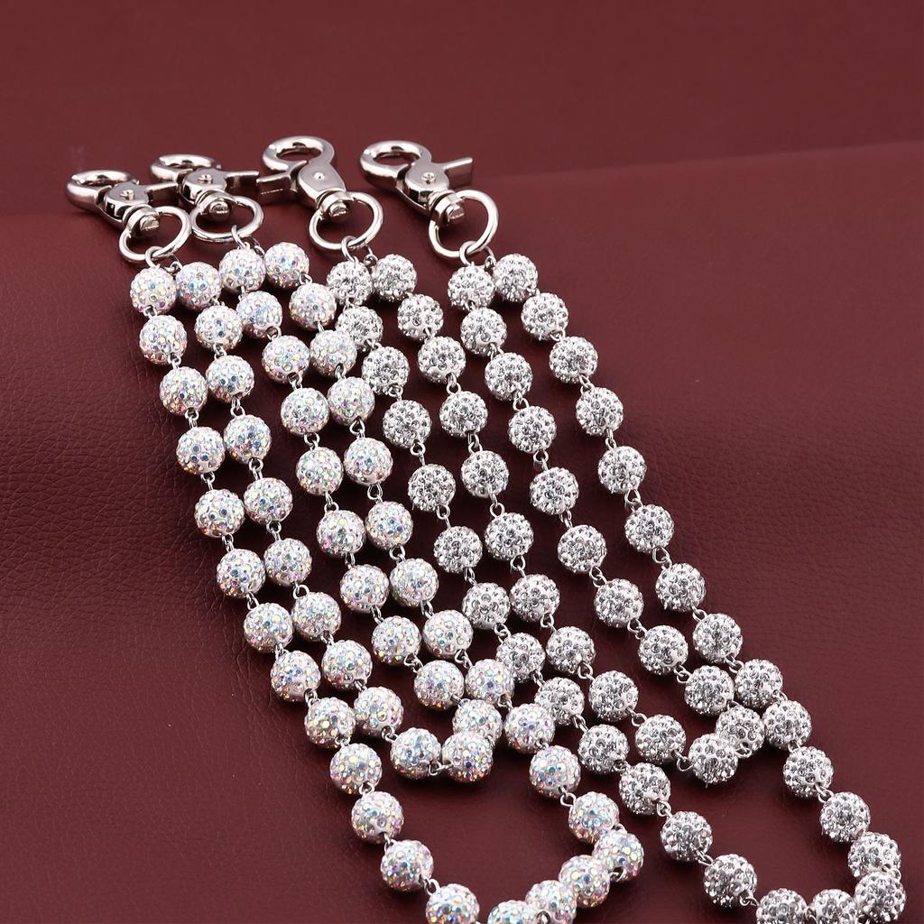 Hip Hop Disco Ball Rhinestone Exquisite Imitation Pearl Keychain Wallet Belt Chain Men Women Punk Hipster Pant HipHop Jewelry