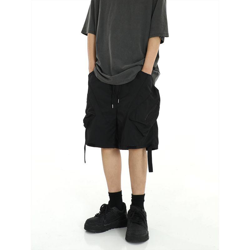 American High Street Functional Workwear Shorts Men's Summer Fashion Brand Loose Zip Multi-Pocket Straight-leg Casual Cropped Pants