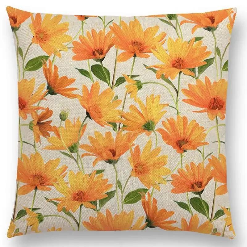 New Full Of Vitality Leaf  Flower Kingdom Beautiful Floral Painting Retro Gorgeous Cushion Cover Sofa Throw Pillow Case