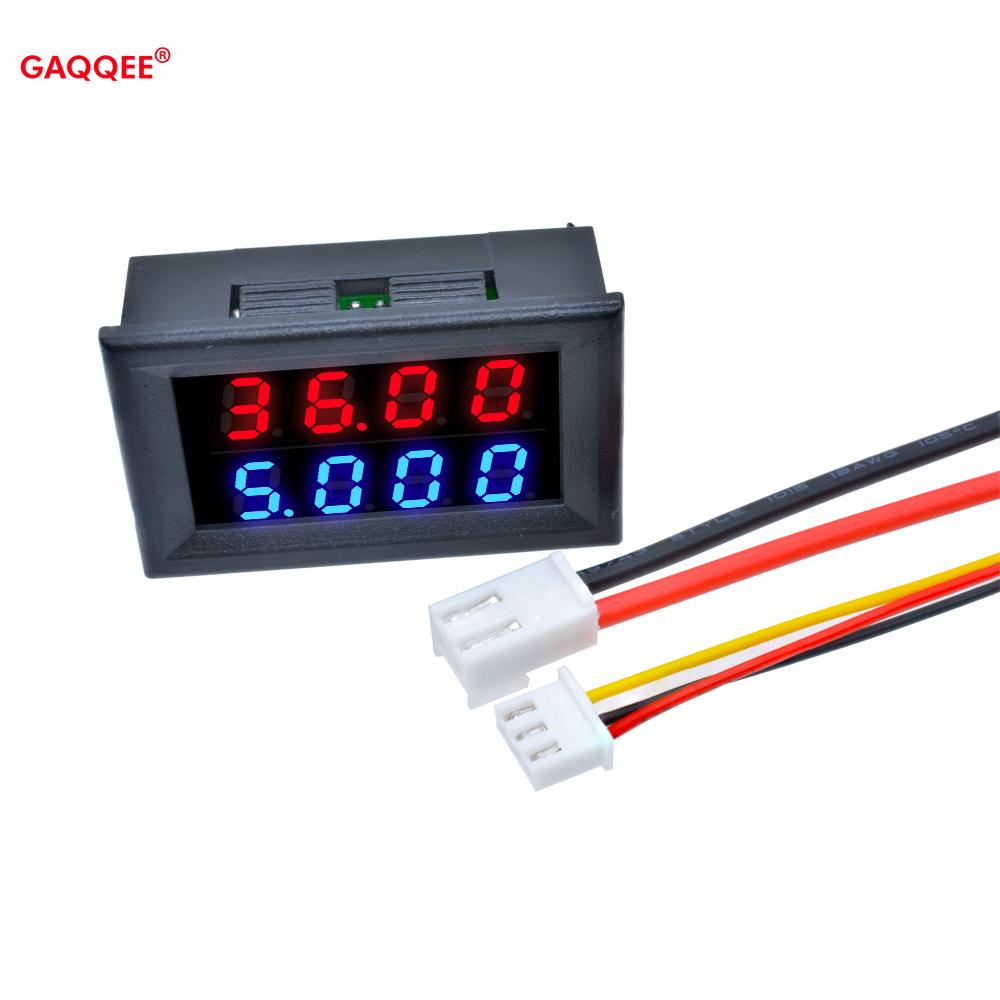 Voltmeter Ammeter DC 200V 10A  Blue Red Dual Digital LED Display Ampere Volt Voltage Current Meter Tester Detector 4 Bit 5 Wires