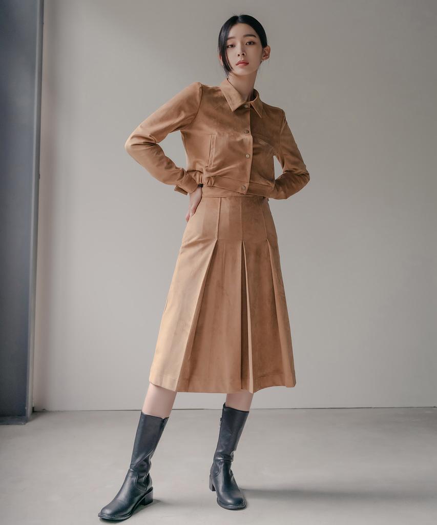 Hardcore Happiness Suede Pleats Skirt