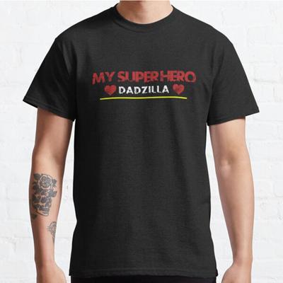 Summer Men Fashion Casual Shirts Short Sleeves Dadzilla MY SUPER HERO DADZILLA Black Tees Oversized T-shirts