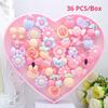 Non-Toxic 36Pcs Kids Cute Princess Rings Resin Cartoon Jewelry Flower Shape Adjustable Ring Set Creative Accessories Toys For Children Gifts
