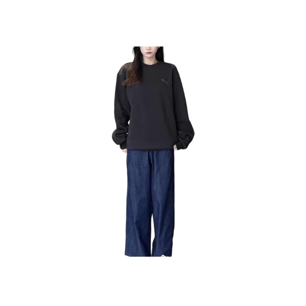 Puma Better Essentials Elevated Crewneck Solid Outdoor Casual Sports Pullover Long Sleeve Sweatshirt Men sweatshirt Black 674081-01