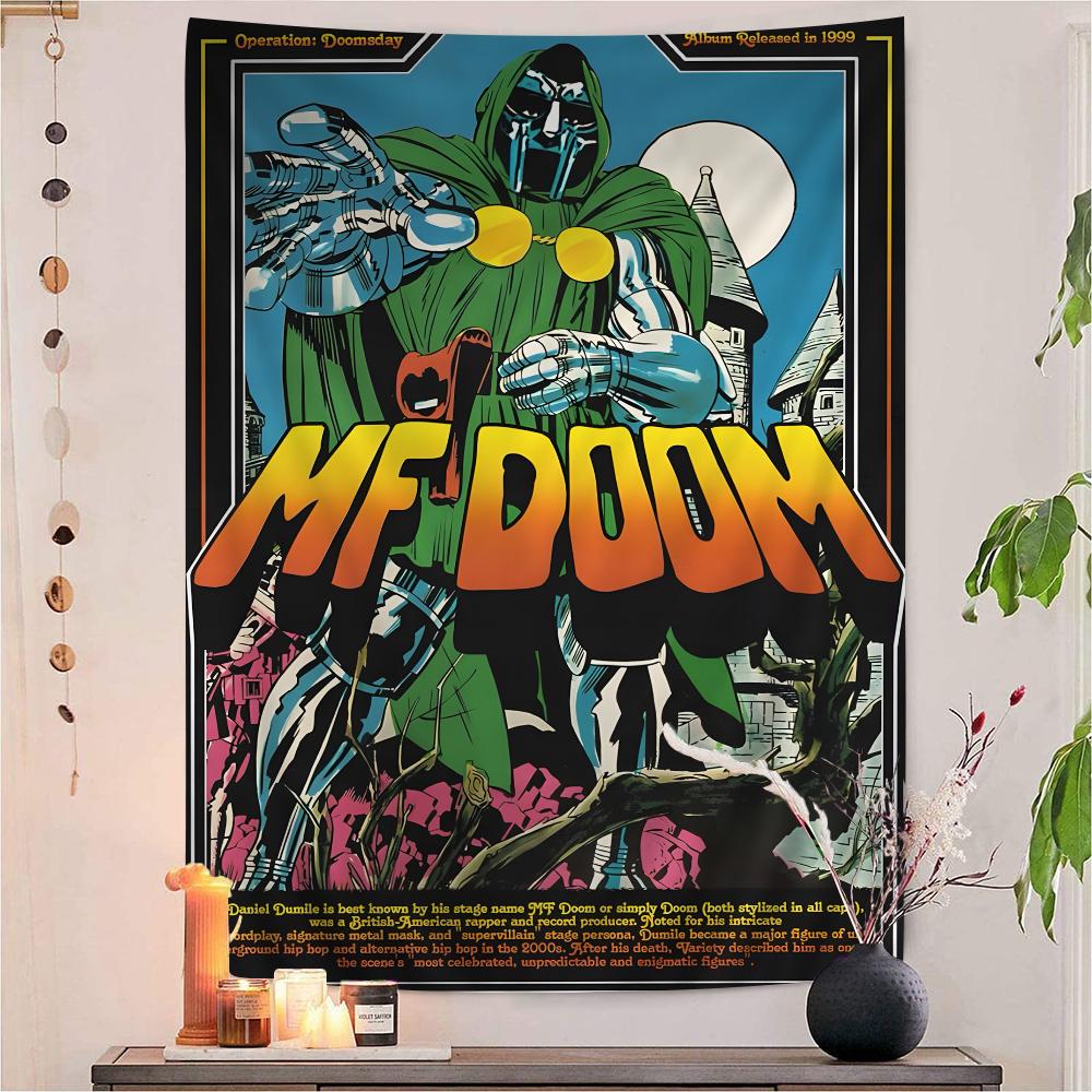 

Famous American HipHop Singer Mf Doom Colorful Tapestry Wall Hanging Bohemian Wall Tapestries Mandala Wall Hanging Sheets 74x94cm(29x37in)