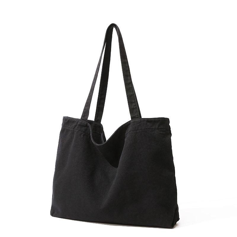 Large Capacity Tote Bag Female Canvas Bag Student Class Shoulder Bag Retro Cloth Bag Simple Versatile Cloth Bag Trendy