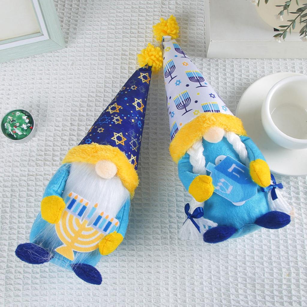 Hanukkah Gnomes Plush Chanukah Decorations Dwarf Doll Figurine for Farmhouse Kitchen Tiered Tray Scandinavian Tomtes