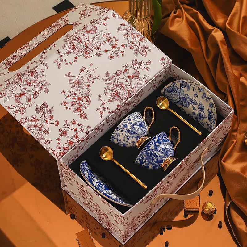 European Style Bone China Coffee Cup & Saucer Gift Set