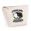 Trousse Beige J’peux Pas Je Suis Huissier J'peux Pas Minimaliste | Trousse De Toilette En Coton 3 L Avec Zip Métal Et Fond Plat