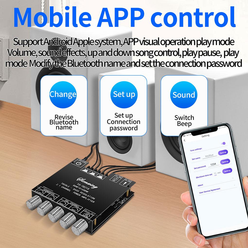 Amplifier HiFi 5.1 50Wx2 100W Short-circuit Protection APP Control Speaker Amplifying Board