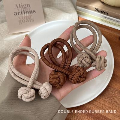 New Women Coffee Color Chinese Knot Hairband Hair Accessories Ponytail Elastic Hair Ties for Girls Hair Rope