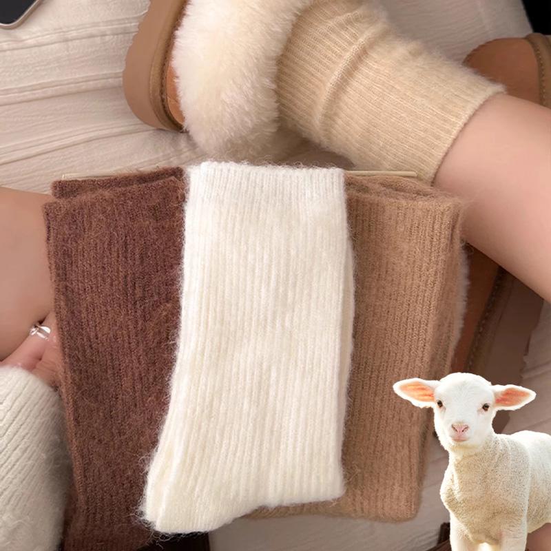 1/2pairs New Women Wool Cashmere Socks Winter Warm Solid Color Knitted Soft Sock Harajuku Sleeping Floor Sock Hosiery Girls Gift