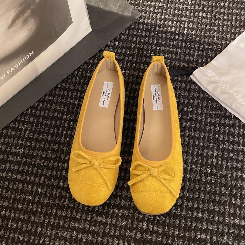inner height-increasing shoes suede ballet single shoes women's new spring and autumn bow red shoes