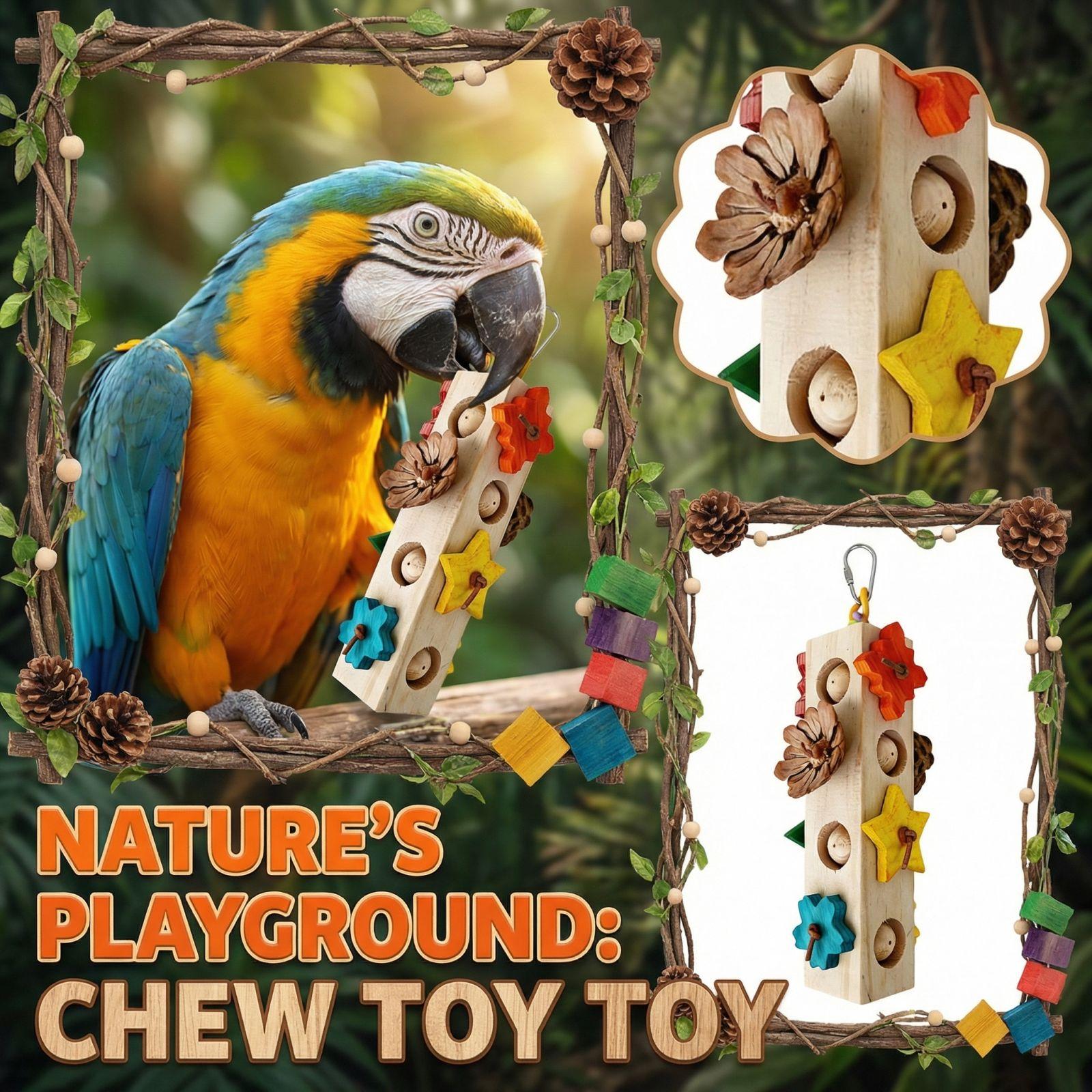 

Parrot Grinding Teeth Relieving Boredom Wooden Pinecone Building Chewing Stick One Size хаки
