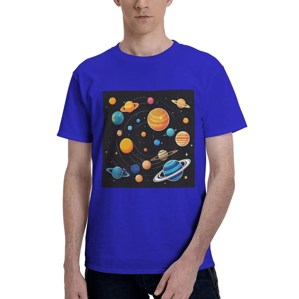 Solar System Space Planets Universe Men TShirt Plus Size T Shirts Mens ONeck Cotton Tees Short Summer Male