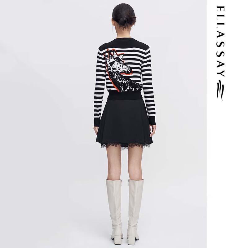 ELLASSAY Women's Striped Color-block Jacquard Knit Sweater