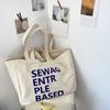 Minimalist Large Capacity Letter Print Tote Bag Shopping Handbag Woman Shoulder Bag Zipper Casual Underarm Bag Work