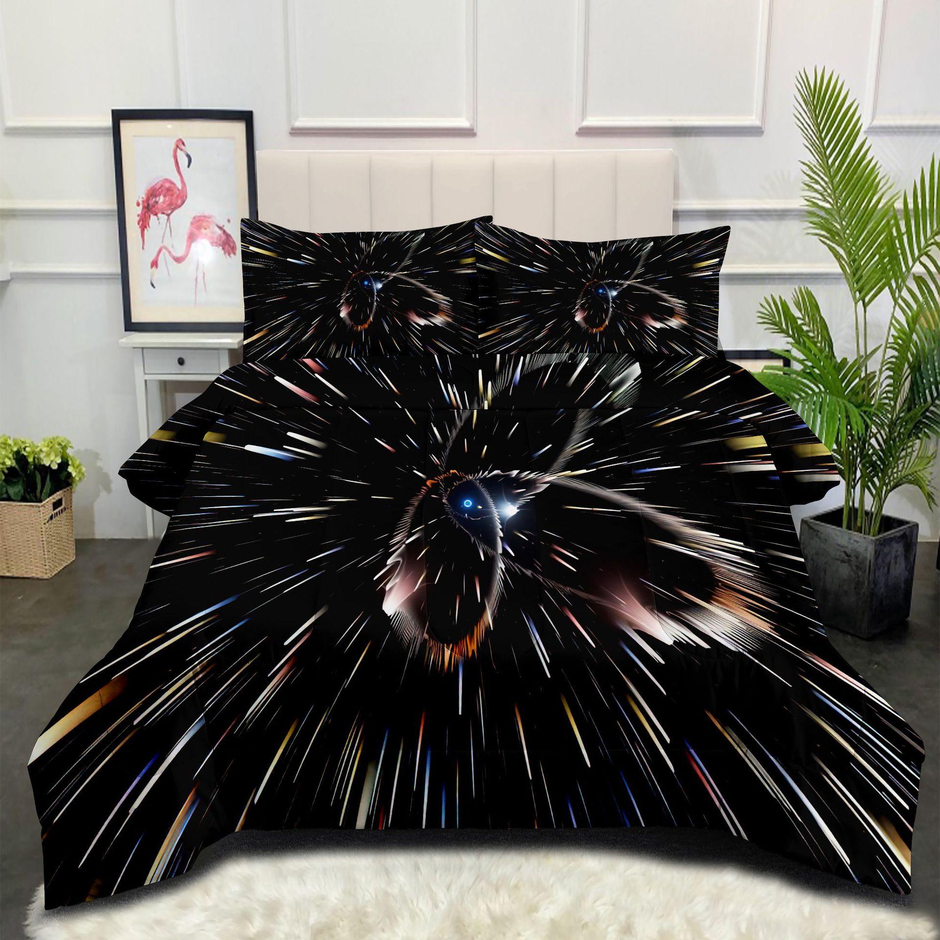 

Blooming Vision Fat Quilt Digital Printing Bedding Thickened Quilt Three-piece Set Home Textile Quilt Cover 140*200cm