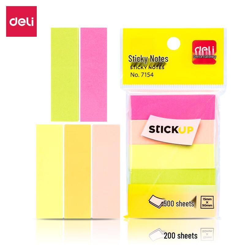 Deli Fluorescent Index Tabs & Memo Flags