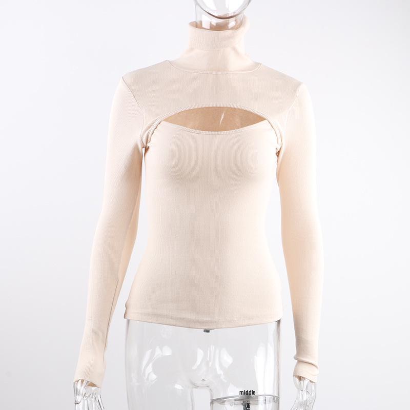 Women's Autumn & Winter Knit Chest-Revealing Long Sleeve Top - European and American Style