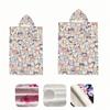 Kawaii Kitten Print Hooded Beach Towel Quick Dry Microfiber Bath Robe Poncho Flat Print for Swimming Pool Outdoor Party Gift