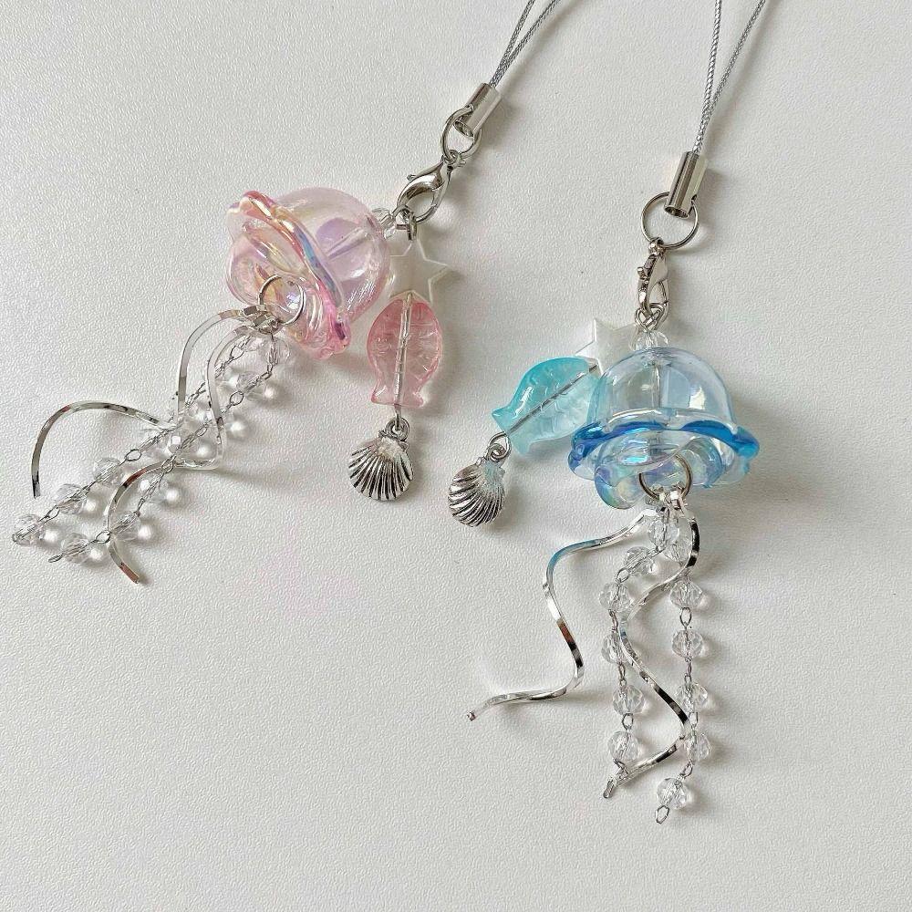 Sea Shell Fish Y2K Jellyfish Mobile Key Chain Jellyfish Tassel Phone Charm Keycord  Mobile