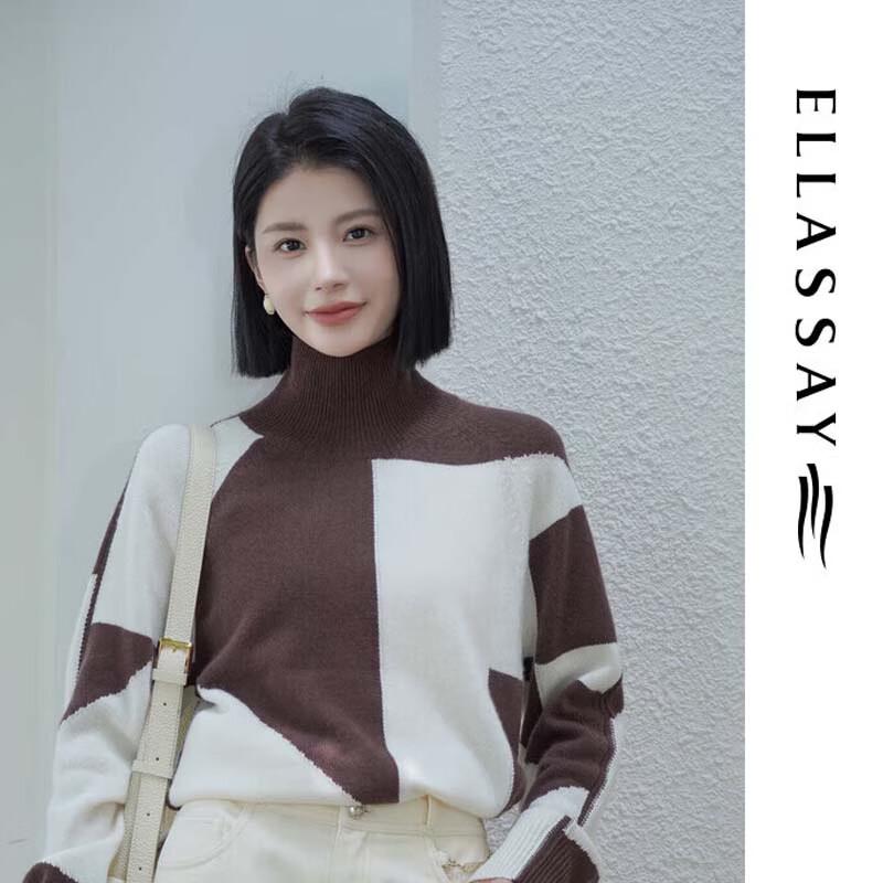 ELLASSAY Women's Elegant Mock Neck Wool-Cashmere Knit Sweater