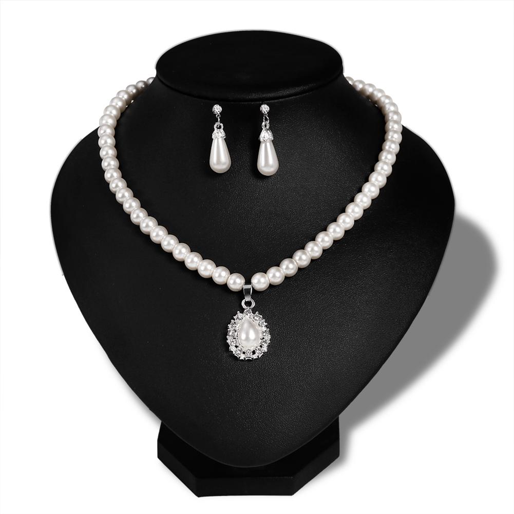 Royal Style Princess Imitation Pearl Teardrop hänge Elegant halsband örhängen