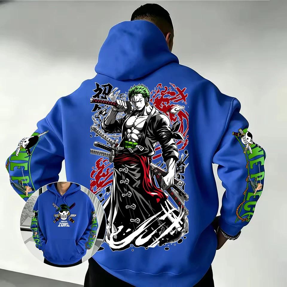 Roronoa Zoro Anime Grafická oboustranná mikina s potiskem rukávů Pánská