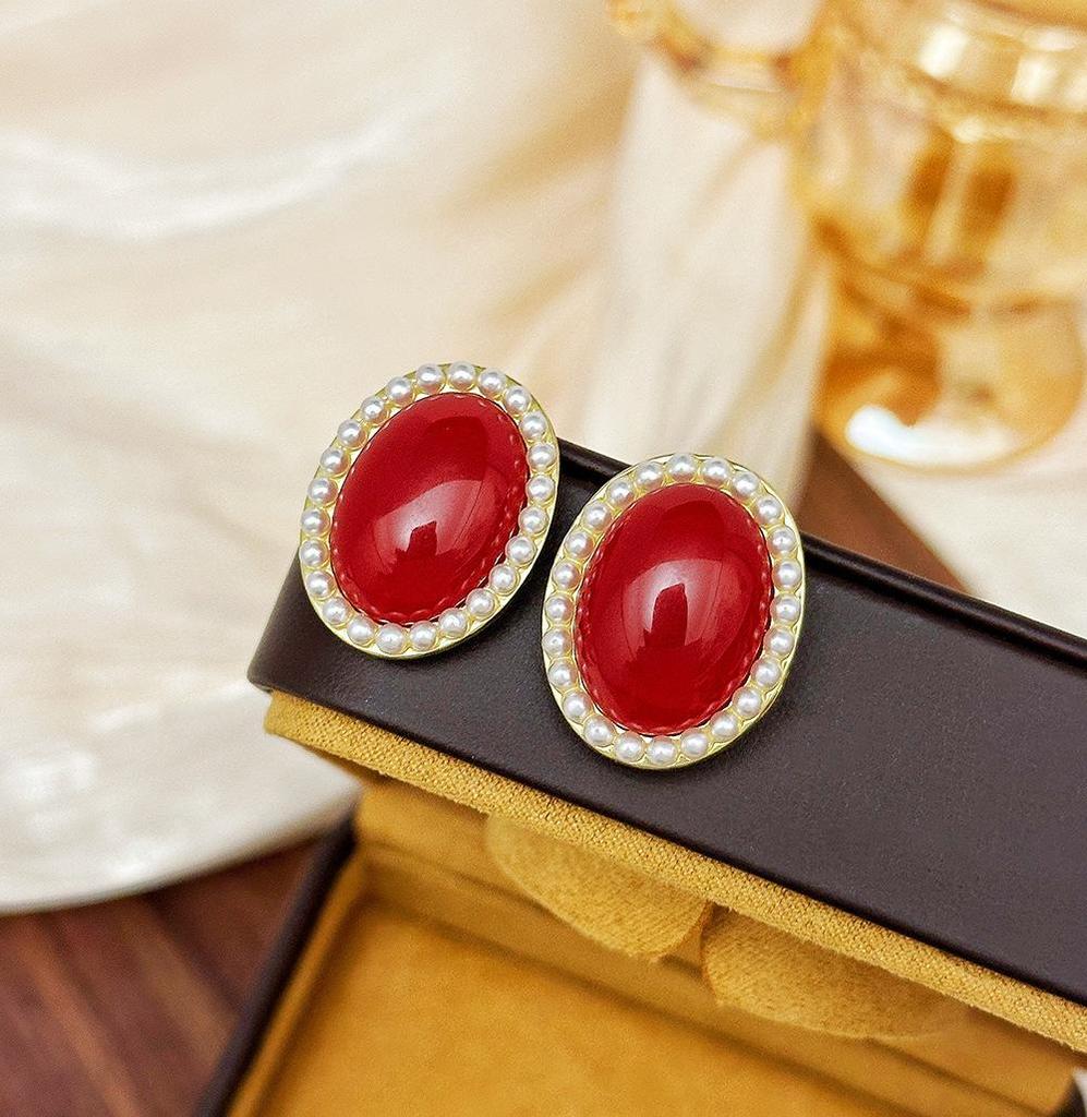Elegant Angora Red Heart Earrings: Real Gold Electroplated with Diamonds - Perfect for Festive Occasions