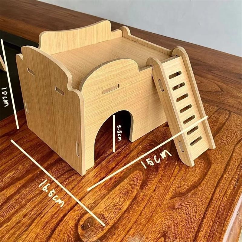 Wooden Hamster House Platform Ladder Solid Wood Interactive Toy For Small Pets Home Habitat Holiday Gift Cozy Cute