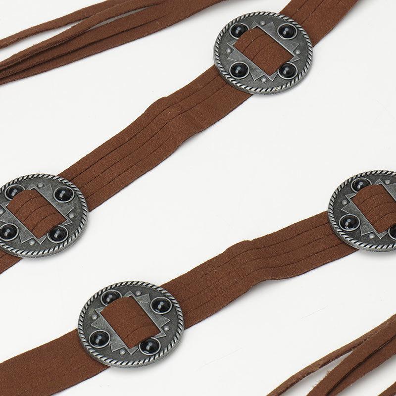 Blogger With Waist Chain Bohemian Tassel Belt Women'S Decorative Skirt Vintage Copper Coin Buckle Belt