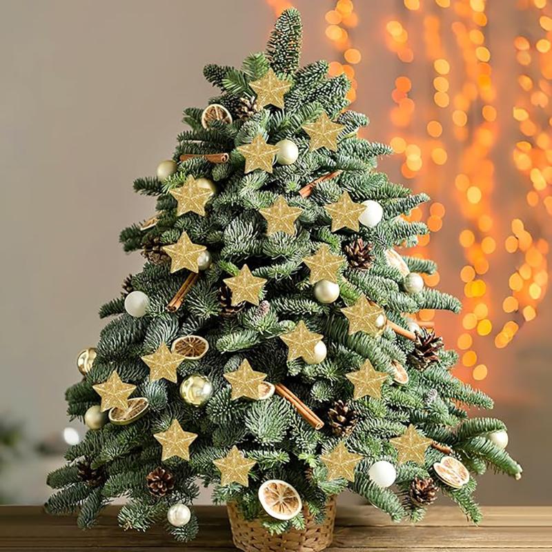 6Pcs Christmas Decoration Golden Five Pointed Star Pendant For Christmas Tree Decoration Party Home New Year Gift 2026 Accessory