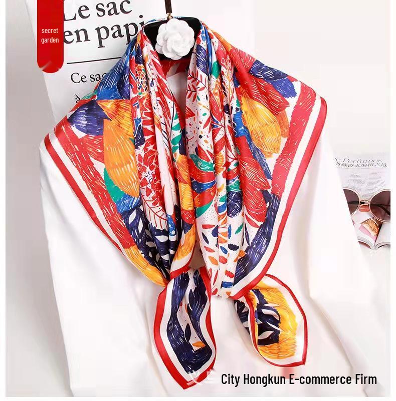 New Women's Silk Scarf – Thousand Miles of Rivers and Mountains Painting, Chinese Style Shawl, Perfect Gift for Mother's Day.