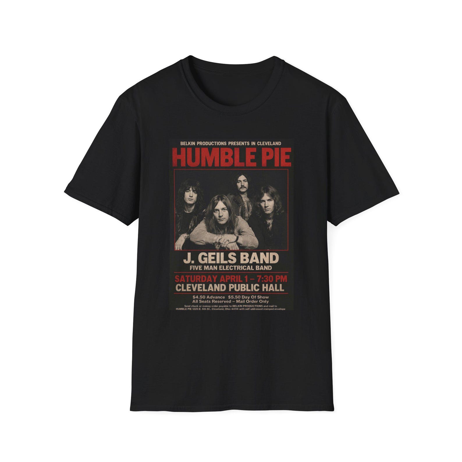Humble Pie concert poster fan fiction T-Shirt J. Geils M