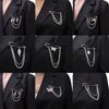 Hip Hop Trendy Imitation Pearl Tassel Chain Brooches Punk Style Paper Clip Pants Chain Accessory For Men Women