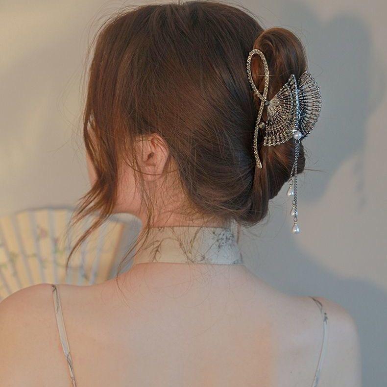 Alloy Womens Back-of-Head Grabber Large High-End Hair Claw Clip Summer 2026 Shark Clip Headpiece Japan and Korean Style