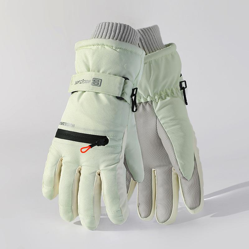 

Лыжные перчатки для активного отдыха, велоспорта, с сенсорным экраном, водонепроницаемые, парный стиль, с плюшевой подкладкой, морозостойкие, ветрозащитные, утолщенные перчатки с молнией One Size